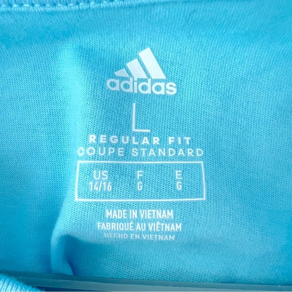 Adidas Long Sleeve Falling Badge of Sport Tee Bliss Blue Size Large NWT - Picture 7 of 11